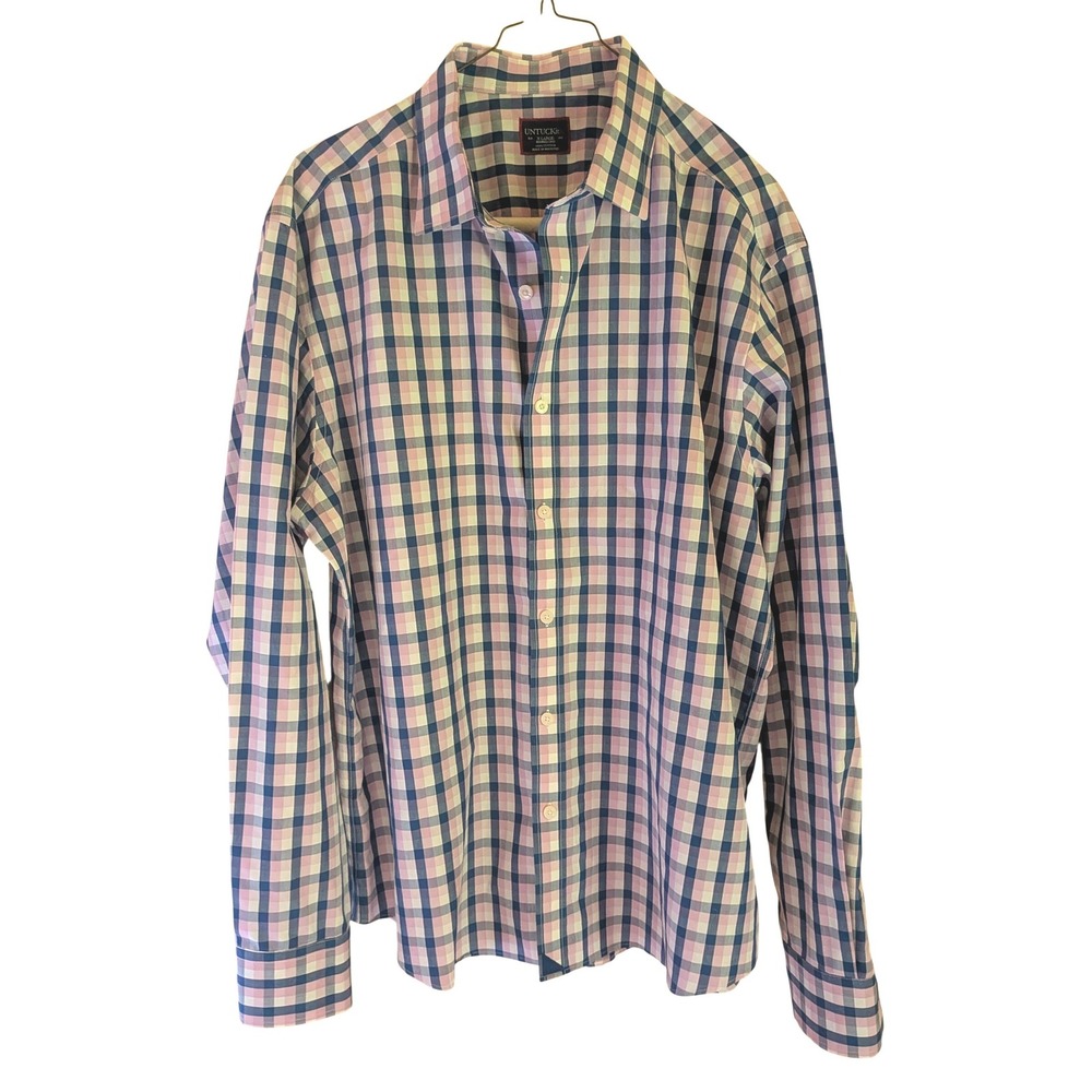 UNTUCKit Button Down Shirt Mens XL Preppy Plaid Casual Wrinkle Free Classic